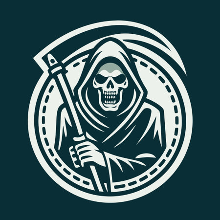 Vector Grim Reaper Logo with Modern and Simplified Designのイラスト素材
