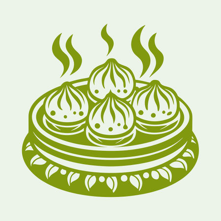 Steaming Hot and Savory Dumplings with Chopsticks in Vector Formatのイラスト素材
