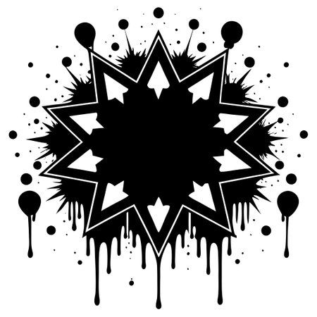 Abstract Grunge Graffiti Spray Painted Shapes with Dripping Dotsのイラスト素材