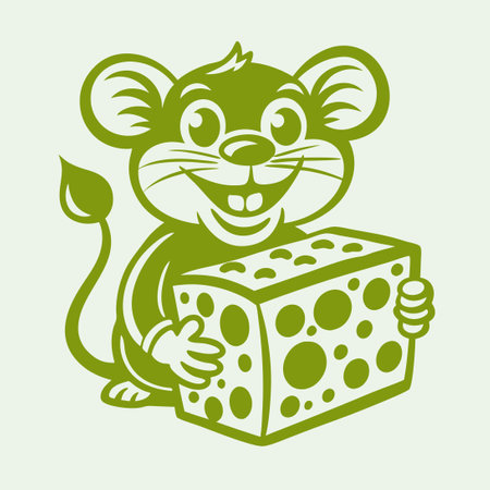 Joyful Mouse Delighted by Giant Block of Cheeseのイラスト素材