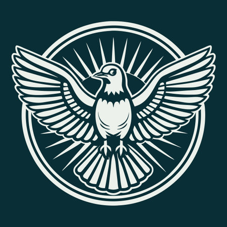 Intricate Line Drawing of Pigeon with Expanded Wings in Great Detailのイラスト素材