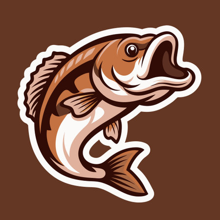 Action-Packed Vector Illustration of a Leaping Largemouth Bass Fishのイラスト素材