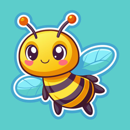 Vector Cartoon Illustration of an Adorable Honey Bee Sticking Out Its Tongueのイラスト素材