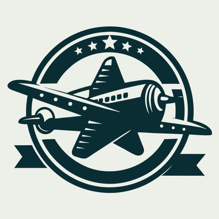 Grunge Embossed Vintage Airplane Emblem on Antique Plane Silhouetteのイラスト素材