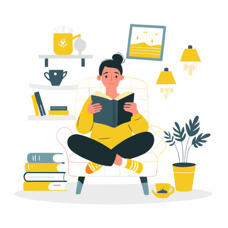 Book Enthusiast Immersed in the World of Literature and Imaginationのイラスト素材