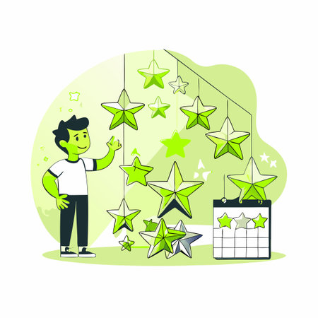 Illustrated Concept of Counting Stars in a Night Skyのイラスト素材