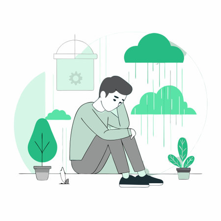 Visual Depiction of the Concept of Depression and Its Impact on Mental Healthのイラスト素材