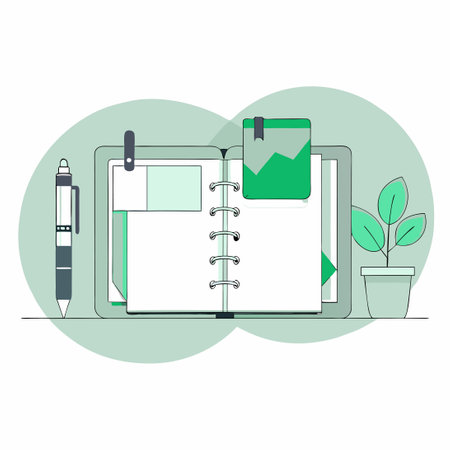 Creative Concept of a Diary with Captivating Illustrationsのイラスト素材