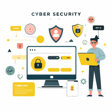 Visually Captivating Cyber Security Landing Page Template for Enhanced User Experienceのイラスト素材