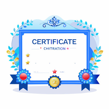 Elegant Gold Vintage Certificate Template with Ornate Detailsのイラスト素材