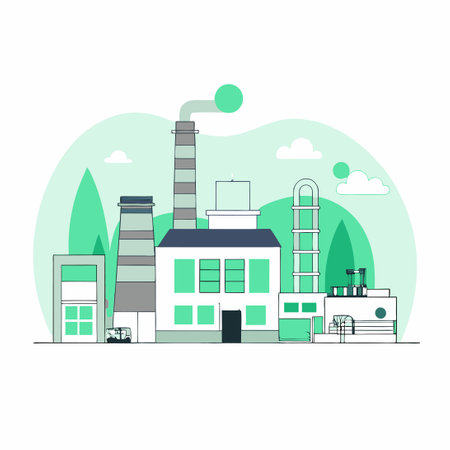 Modern Factory Concept Depicted Through Innovative Illustrationのイラスト素材