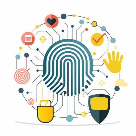 Fingerprint Concept Illustration in Blue and Purple Huesのイラスト素材