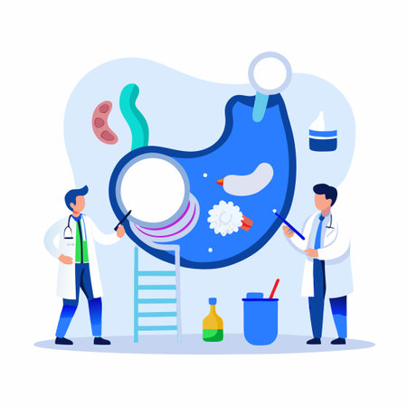 Doctors Consulting About a Patient's Digestive Issuesのイラスト素材