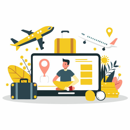 Book Your Dream Flight Tickets Online with Real-Time Availabilityのイラスト素材