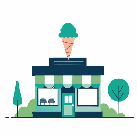 Delightful Flat Illustration of a Quaint Ice Cream Shop Buildingのイラスト素材