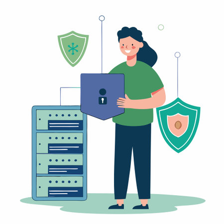 Global Data Security Illustration: Protecting Digital Assets in Cyberspaceのイラスト素材