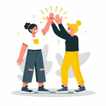 Human Hands Celebrating Success with a High-Five Gestureのイラスト素材