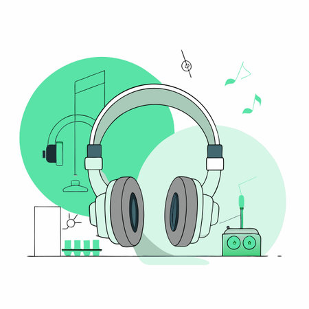 Futuristic Headphones Concept Illustration with a Sleek Designのイラスト素材