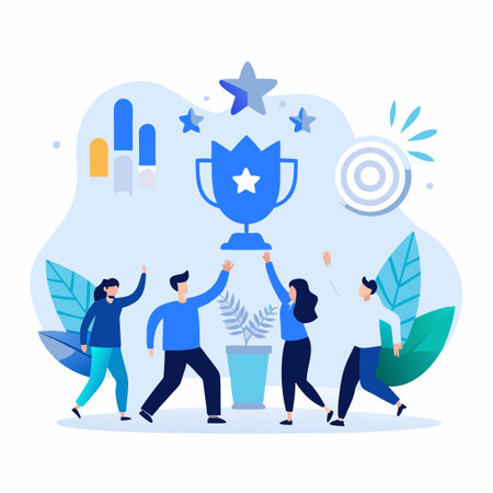 Two Friends Celebrating a Victory with a High Five Gestureのイラスト素材