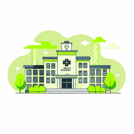 Modern Hospital Building Design Concept Illustration IIIのイラスト素材