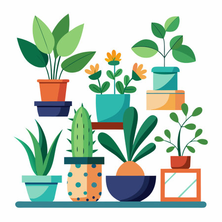 Indoor Oasis: Houseplants Brightening Homes and Officesのイラスト素材