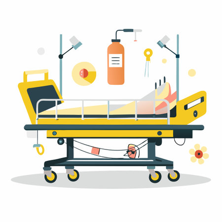 Modern Hospital Bed Design Concept with Advanced Technology and Featuresのイラスト素材