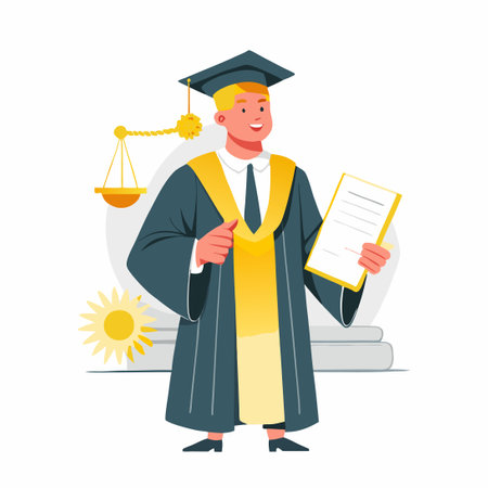 Illustrated Concept of a Graduate Lawyer Stepping into the Legal Professionのイラスト素材