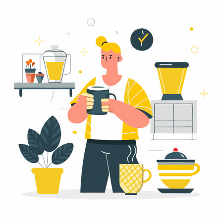 Friends Enjoying a Relaxing Coffee Break in a Cozy Coffee Shopのイラスト素材