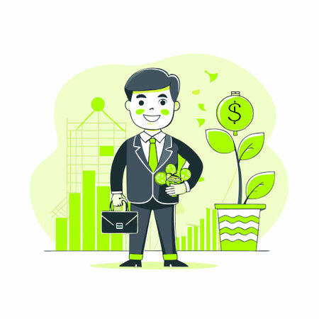 Colorful Cartoon Bumble Bee Character with a Blue Backgroundのイラスト素材