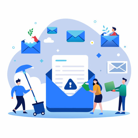 Illustration Concept for Visualizing Inbox Cleanup and Declutteringのイラスト素材