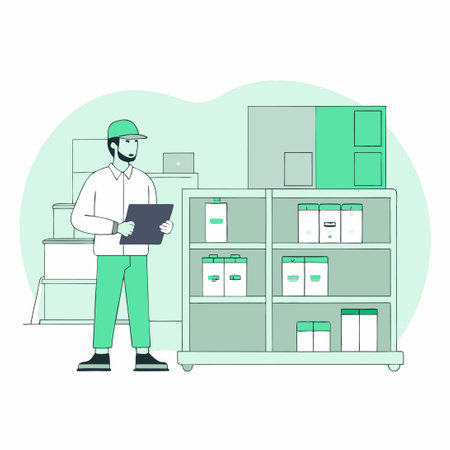 Comprehensive Inventory Management Illustrated with Vectors for Efficient Stock Controlのイラスト素材