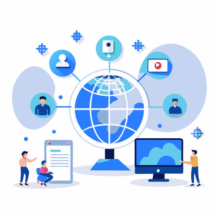 Illustrative Depiction of IP Address Vector Concept in Blue and Whiteのイラスト素材