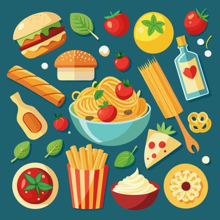 A Culinary Journey through Italian Pasta: Spaghetti and Noodle Delightsのイラスト素材