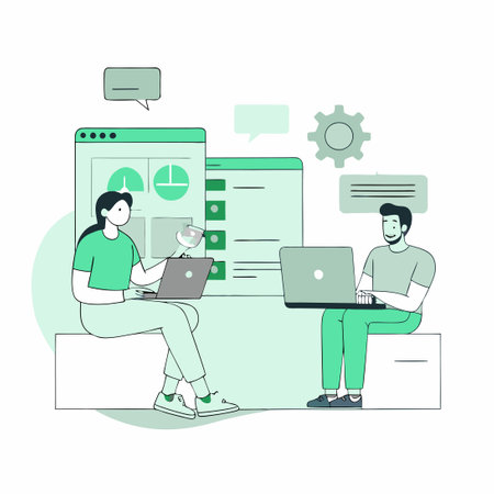 Illustrative Concept of Two Developers Collaborating in Pair Programmingのイラスト素材