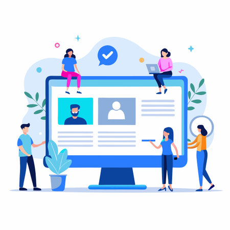 Online Registration Illustration Depicting the Convenience and Accessibility of Digital Enrollmentのイラスト素材