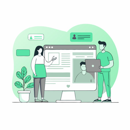 Online Registration and Illustration Concept with Computer and Smartphone