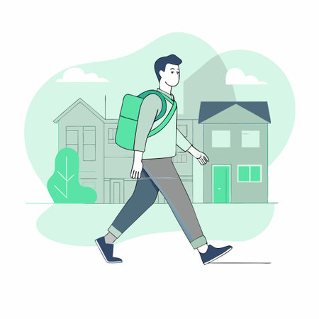 Passing by a Conceptual Illustration of a Serene and Thought-Provoking Sceneのイラスト素材