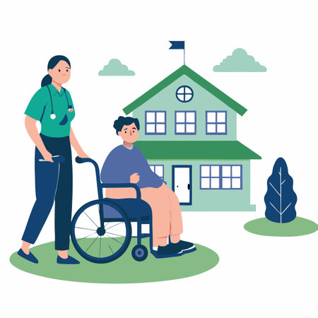 Concept Illustration Depicting the Serene Environment of a Modern Nursing Homeのイラスト素材