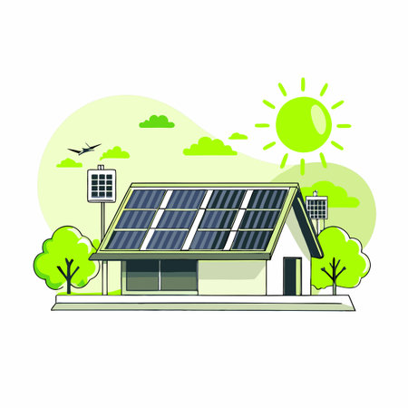 Comprehensive Illustration Concept of Solar Panel Installationsのイラスト素材