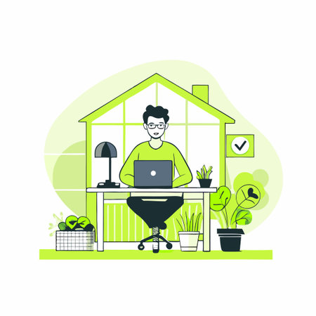 Illustration Depicting the Concept of Remote Work and Teleworkingのイラスト素材