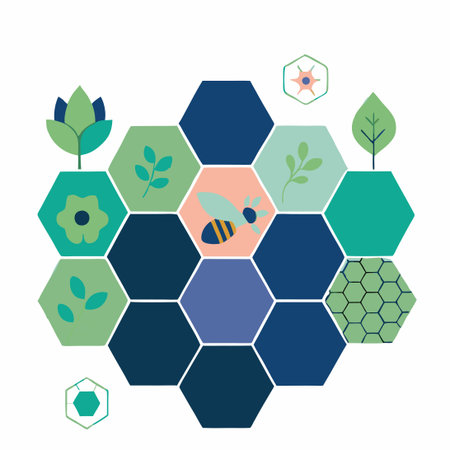 Geometric Honeycomb Abstract Background with Technological Elements in Teal
