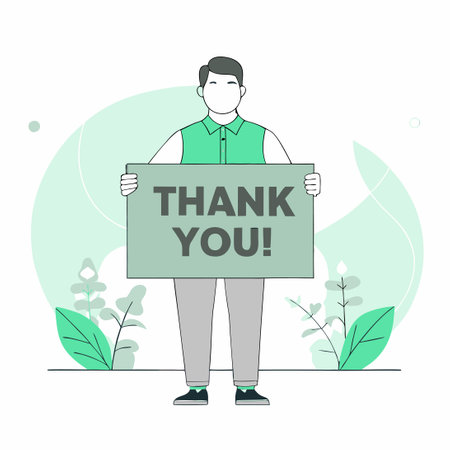 Captivating Placard Design Illustrating Heartfelt Gratitude with Floral Adornmentsのイラスト素材