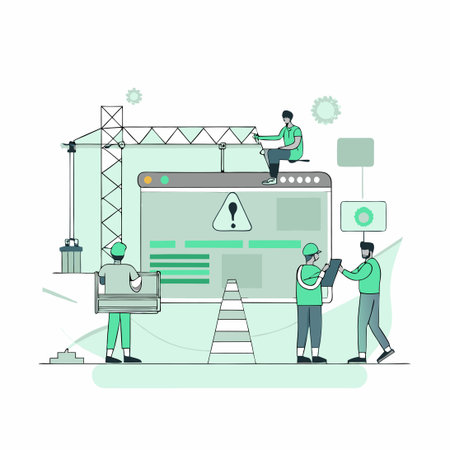Under Construction Landing Page Illustration with Builders and Tools