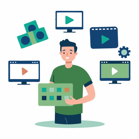 Illustrative Concept of Digital Video File Management Systemのイラスト素材