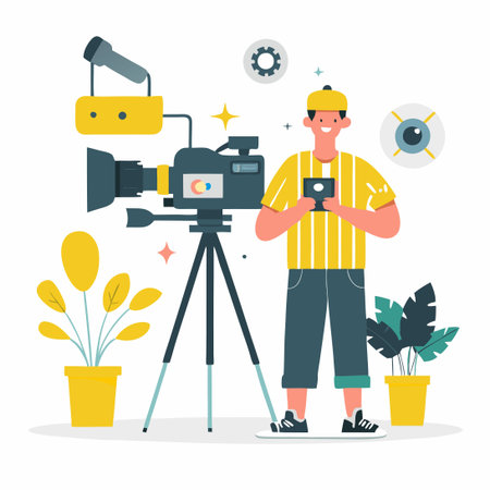 A Concept Illustration of a Talented Videographer at Workのイラスト素材