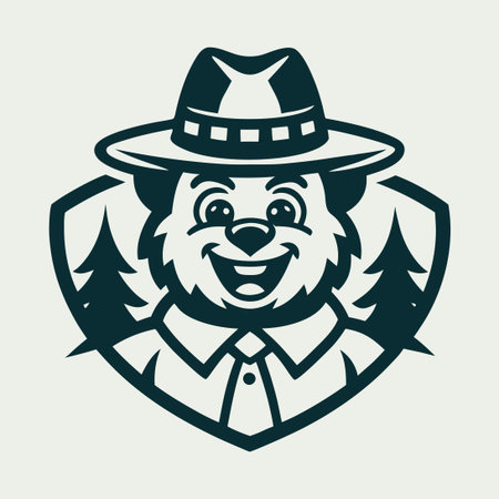 Forest Ranger Mascot Emblem Advocating for Wildlife Protection and Conservationのイラスト素材