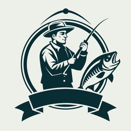Vintage Fishing Vector Logo with Classic Fish Motif