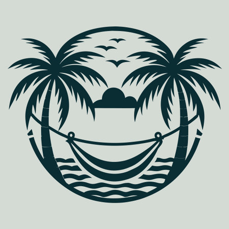 Vector Logo of a Hammock in Relaxing and Tranquil Settingのイラスト素材