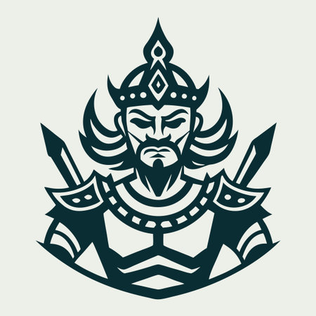 Unveiling the Ancient Warrior, a Thai Warrior Vector Logo in Majestic Detailのイラスト素材