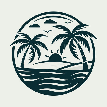 Unleash the Symbolism of the Beach with This Stunning Palm Tree Vector Logoのイラスト素材